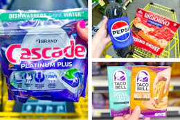 dollar general cascade, digiorno, pepsi, taco bell 3-photo collage