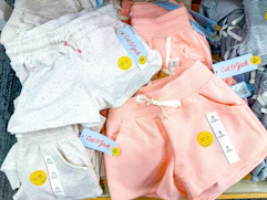 kids' shorts sitting on a shelf at target