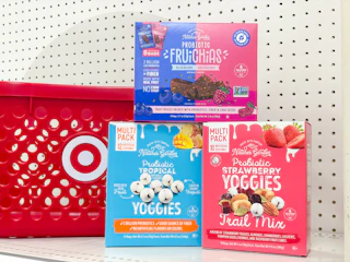 3 nature's garden snacks sitting in front a target basket