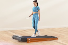 Walking Pad Treadmill With Incline and Handlebar, Now $110 on Amazon card image