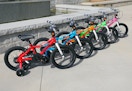 red, blue, orange, blue, green, and pink Dynacraft bikes