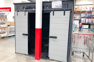 costco suncast modernist dual barn door storage shed