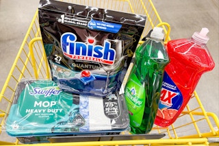 finish, swiffer, ajax, palmolive in shopping cart