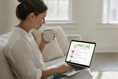 a woman taking surveys on her laptop