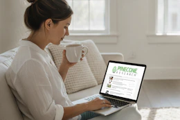 a woman taking surveys on her laptop
