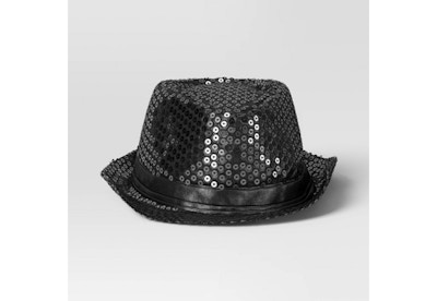 Adult Black Sequin Halloween Fedora