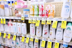 dove products on a cvs shelf with clearance tags