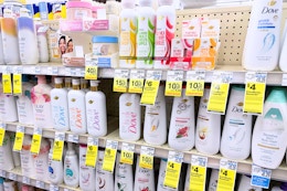 dove products on a cvs shelf with clearance tags