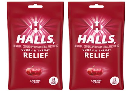 2 HALLS Cough Drop Bags