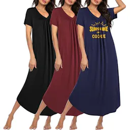 Ekouaer Long Nightgowns 3-Pack