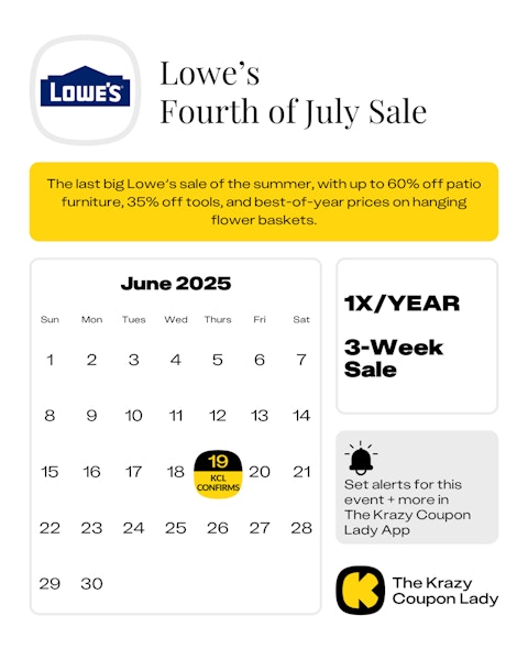 Lowe's Fourth of July Sale 2025 confirmed start date
