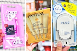 collage with pantene, febreze, walgreens brand razors