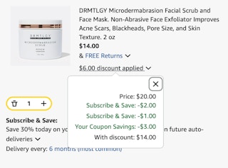 face scrub Amazon receipt