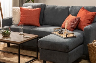 a living room with the best choice products sectional sofa