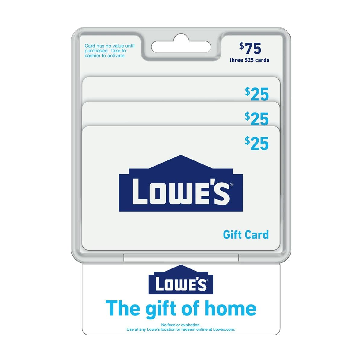 $75 Lowe's Gift Cards