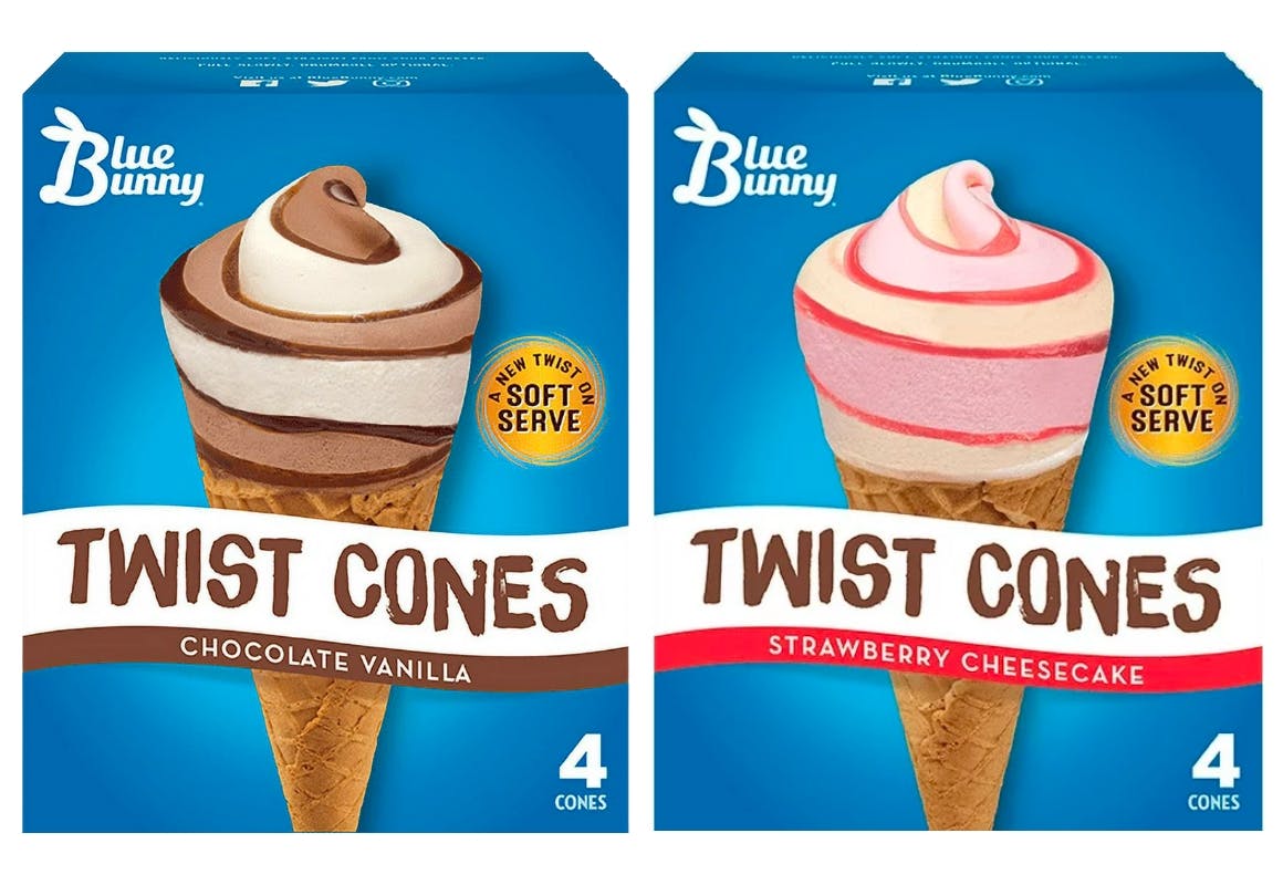 2 Blue Bunny Twist Cones
