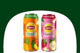 dollar general lipton fusions lemonade iced tea on green and white background