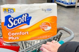 scott comfort plus toilet paper in shopping cart
