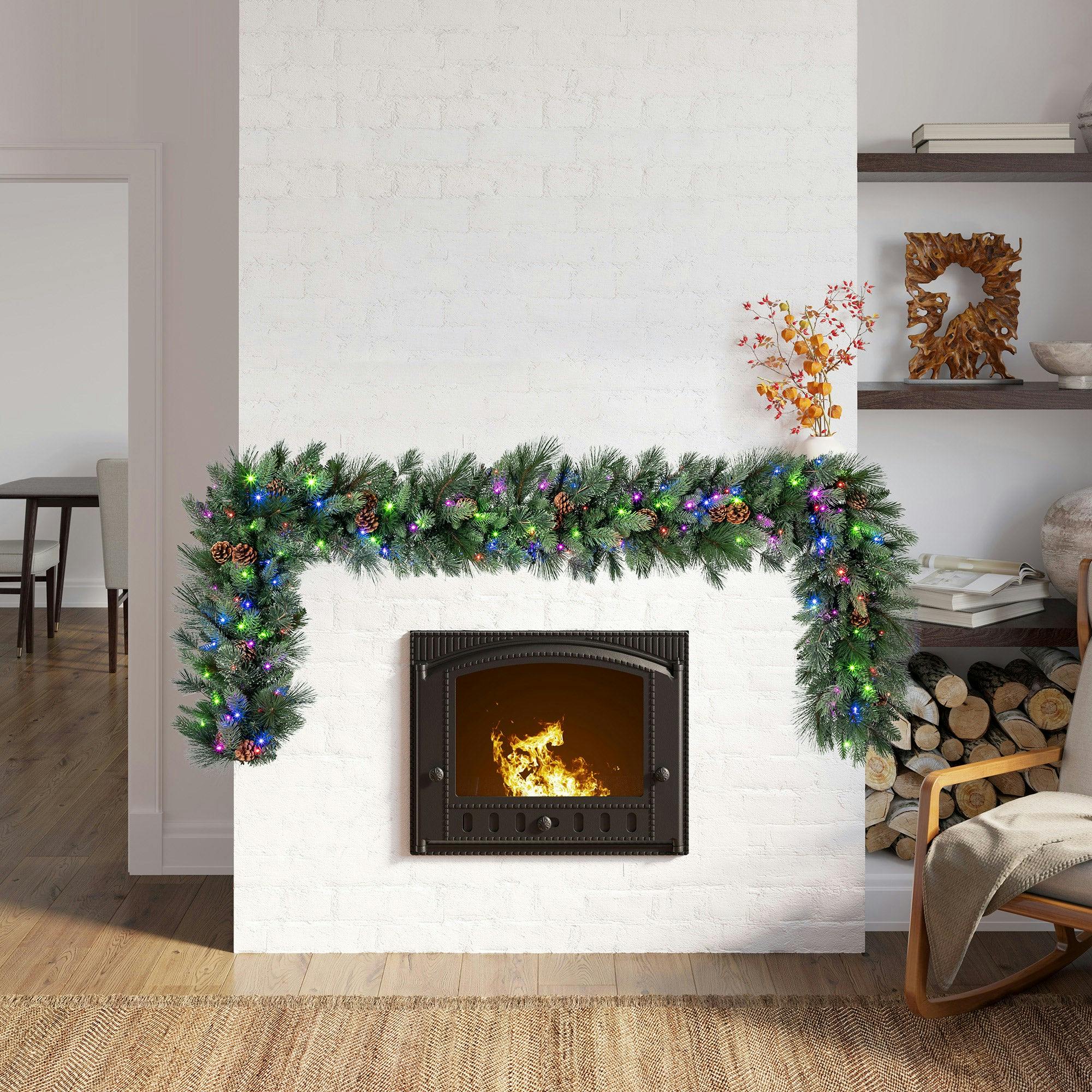 9-Foot Pre-Lit Artificial Greenery Garland