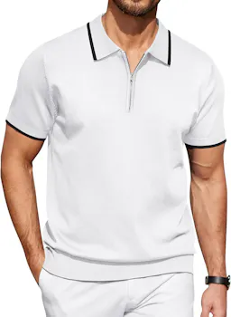 COOFANDY Men's Zipper Polo Shirt