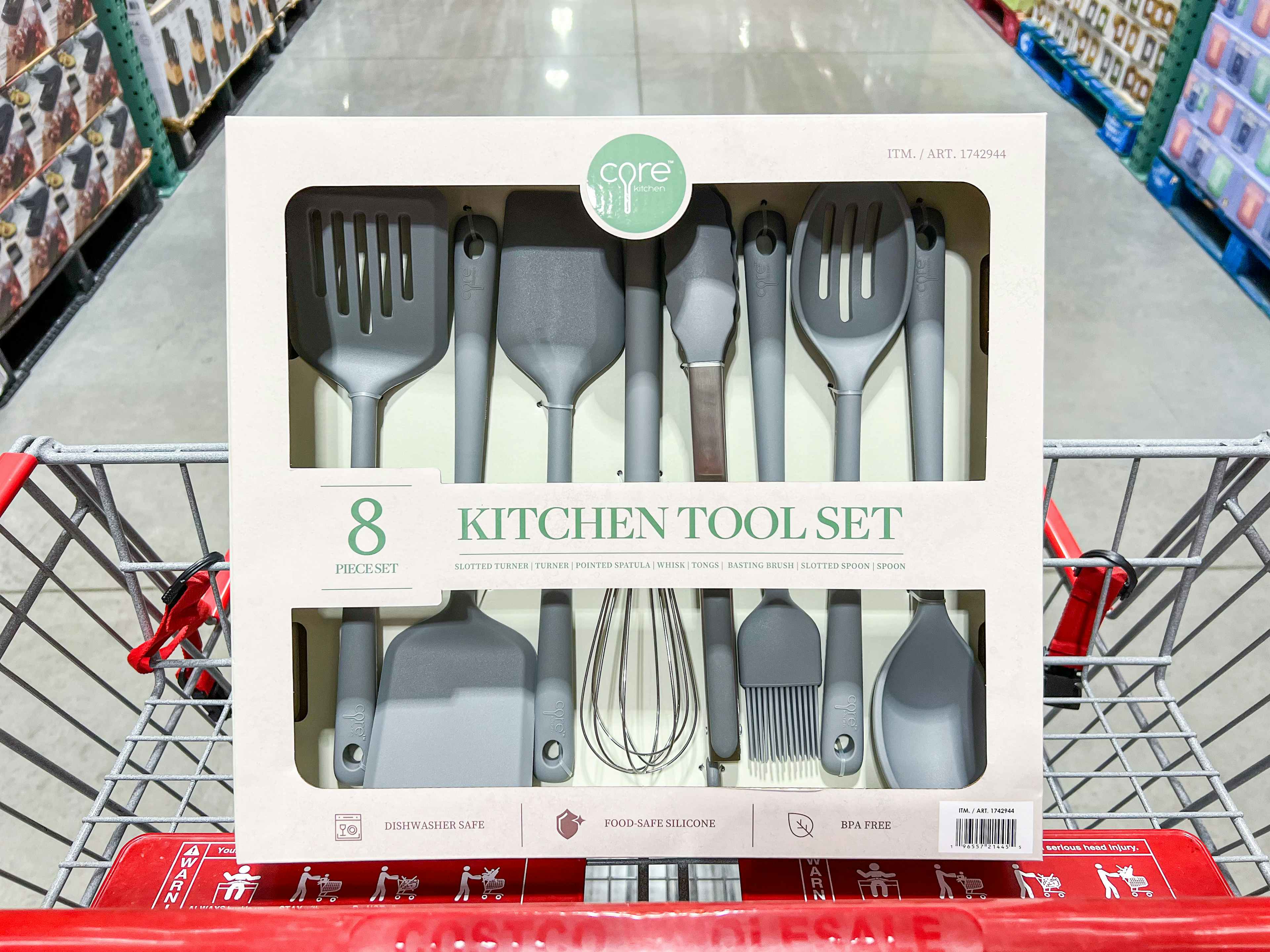 8-piece kitchen tool set in a cart