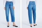 front and back view of the Free Assembly women's barrel jeans