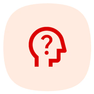 Person with Question mark in head Icon - Red on Pink
