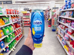 hand holding dawn dish soap in walgreens