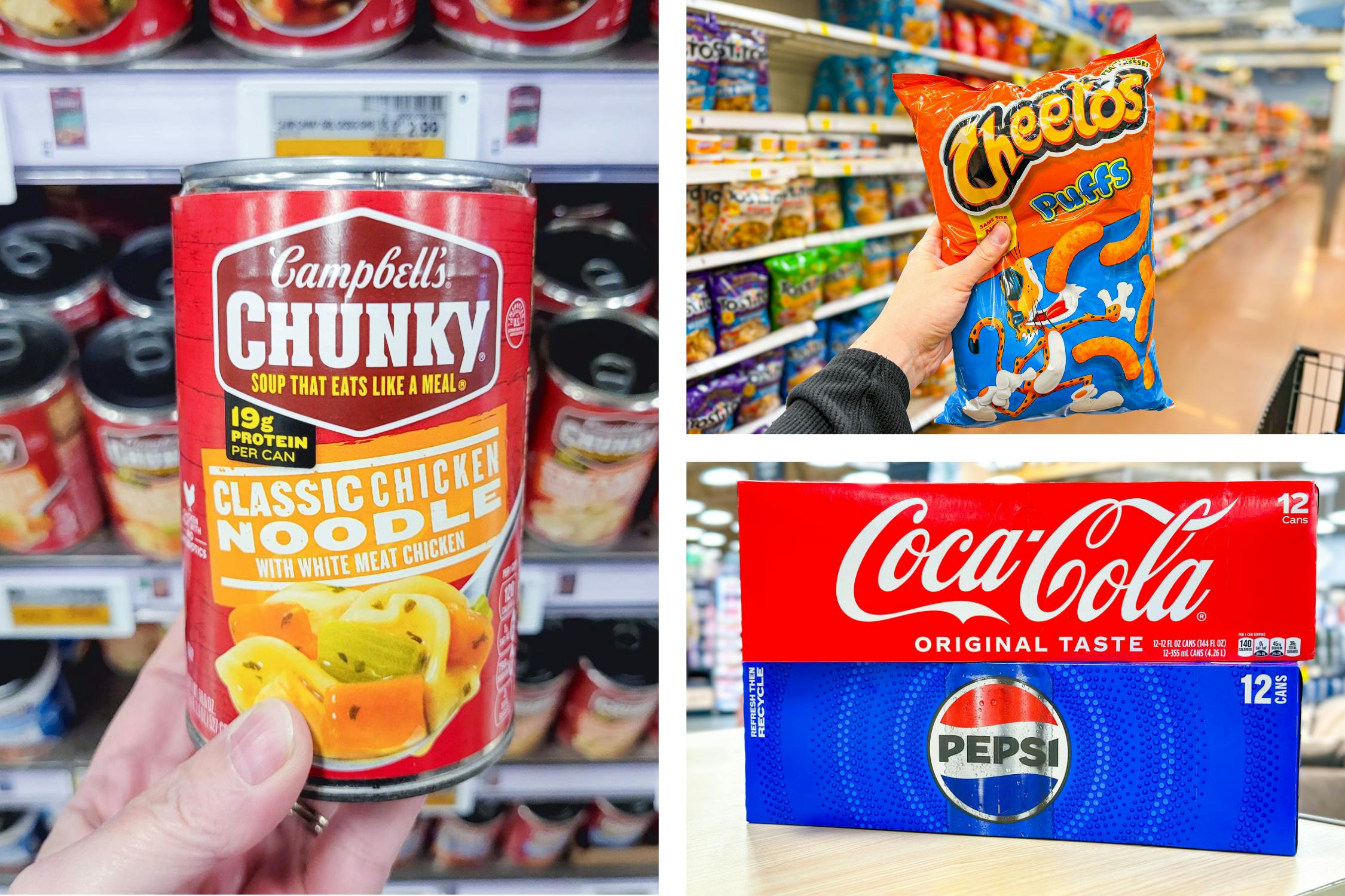 soup chips soda collage