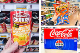soup chips soda collage