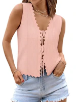 Women's Tie Front Crochet Vest
