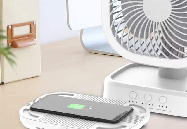 Mainstays Fan With Wireless Charging Pad, Only $29.97 at Walmart card image