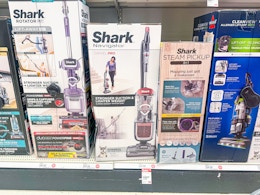 shark swivel pro vacuum sitting on a target shelf