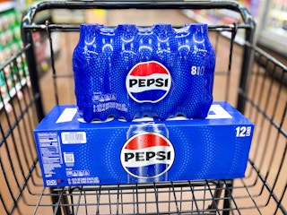 pepsi soda in shopping cart