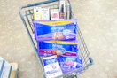 shopping cart with always and olay products