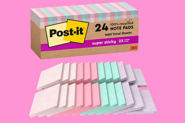 Post-it Super Sticky Notes 24-Pack, Only $19.87 on Amazon ($0.83 Each) card image