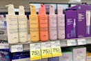 75% off clearance tags on a haircare shelf