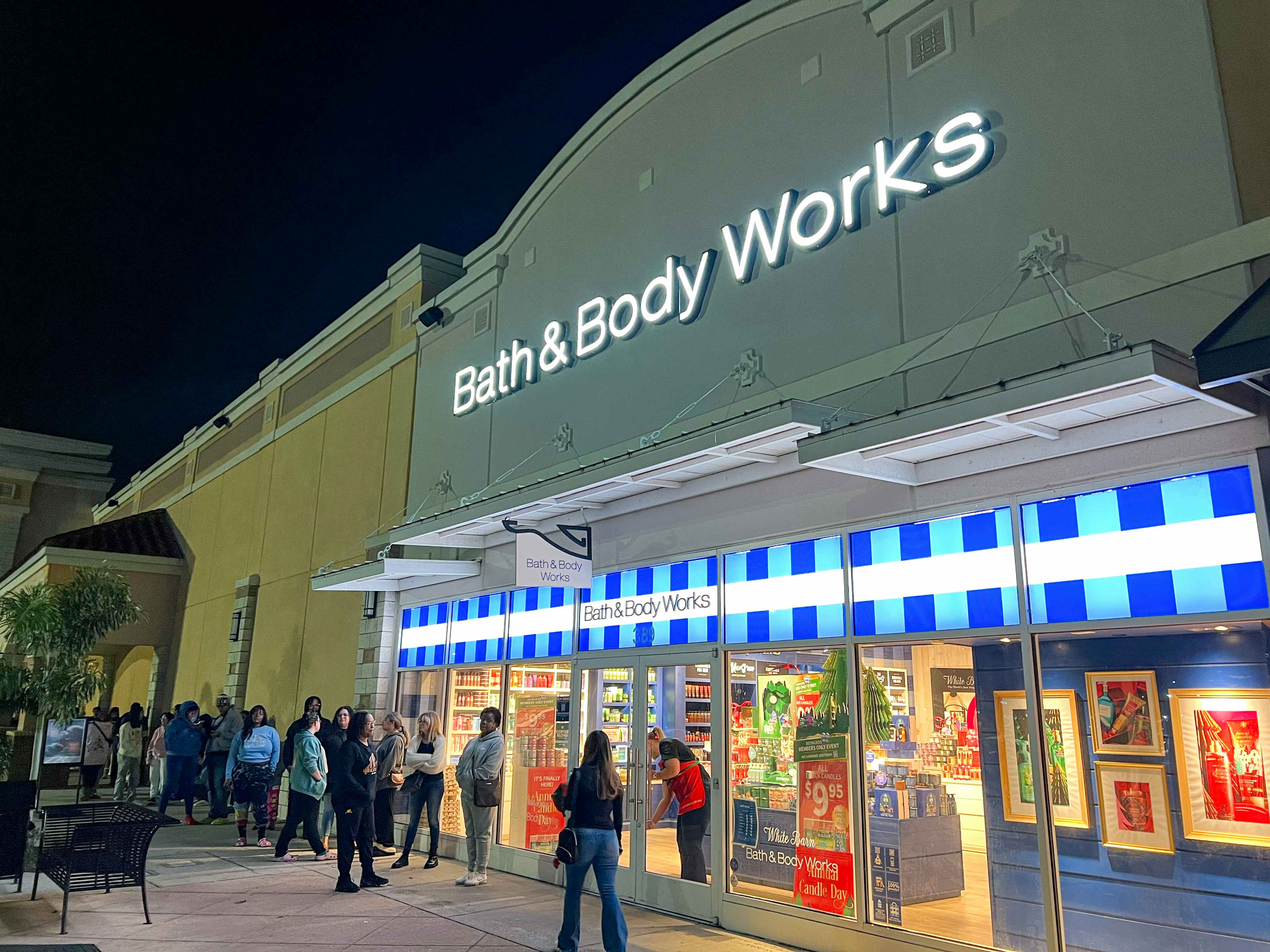 People waiting in line at Bath and Body Works