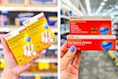 collage image of bandages and anti itch cream