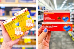 collage image of bandages and anti itch cream