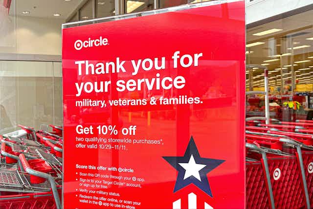 Target's Military Discount Just Kicked In (Save 10% on Two Purchases!) card image