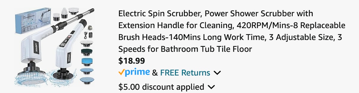 Spin scrubber Amazon receipt