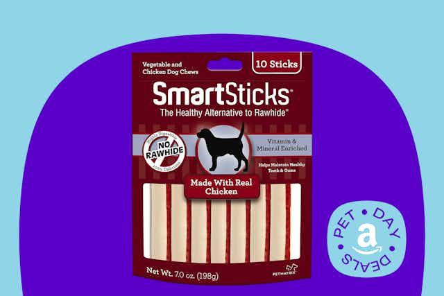 SmartBones SmartSticks Chews 10-Pack, Only $4 for Amazon Pet Day card image