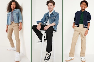 old navy uniform pants collage