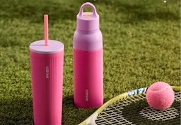 two pink Carote tumblers