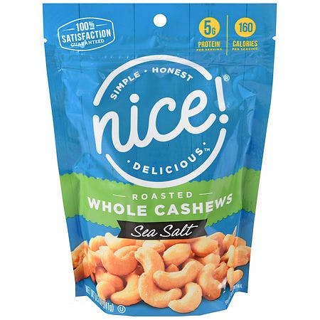 2 Nice! Roasted Whole Cashews Bags