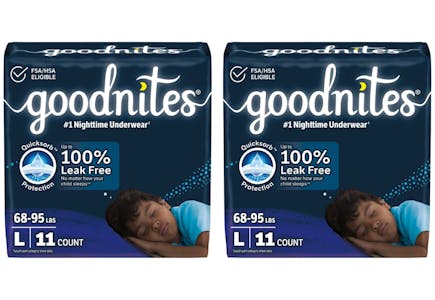 2 Goodnites Jumbo Packs