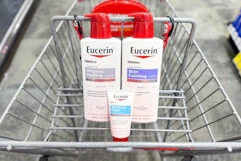 eucerin lotion in a shopping cart
