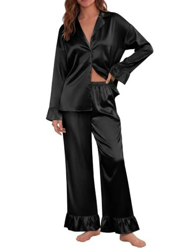 Ekouaer Women's Satin Pajama Set