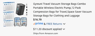 storage bags Amazon receipt